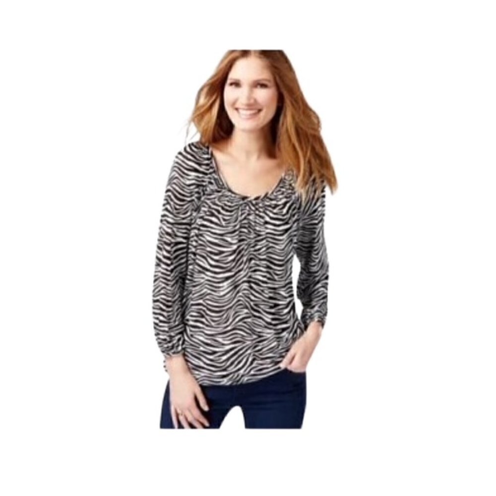 MICHAEL MICHAEL KORS Zebra Print Dolman Sleeve Top - Size Small